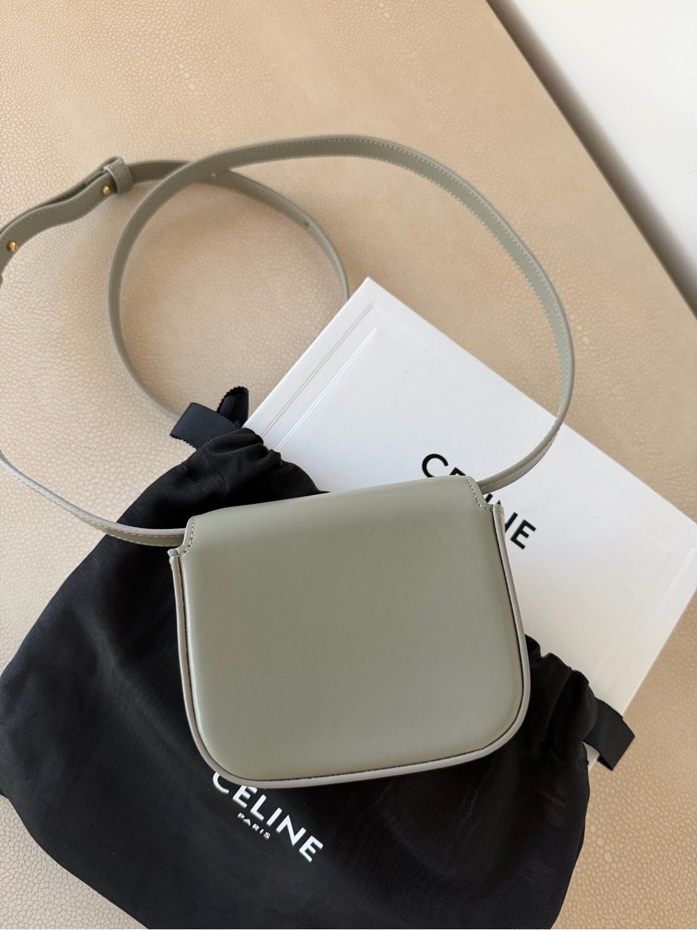Celine mini Crossbody Bag in Sage Green with Gold Hardware - Picture 2 of 7